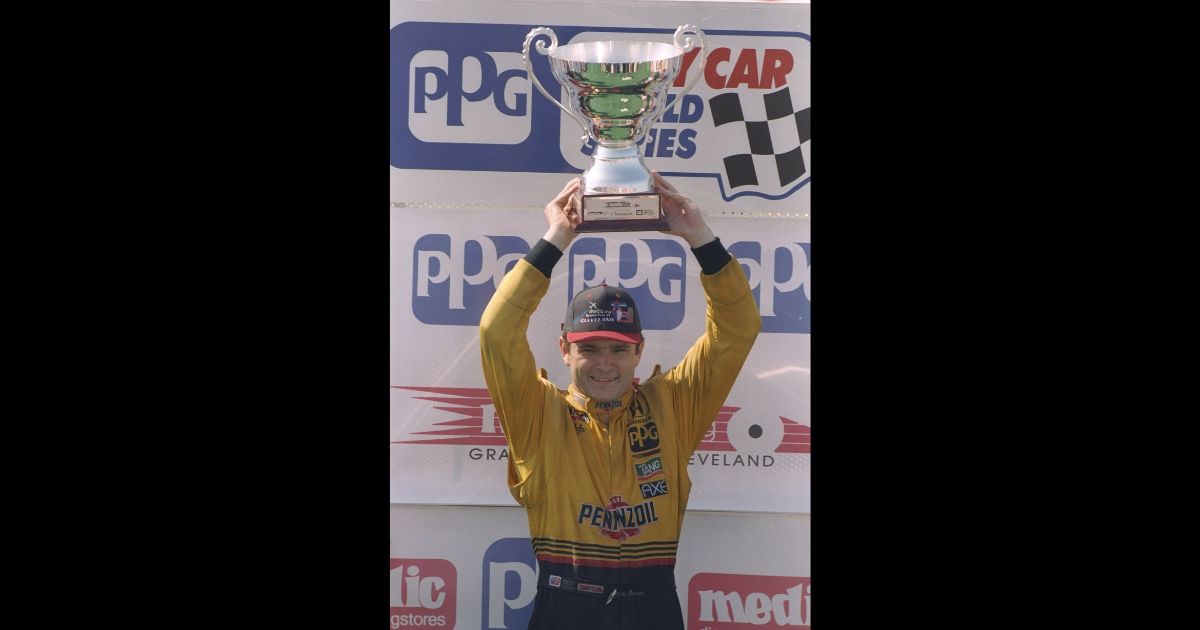 Gil de Ferran of Hall Racing Inc. wins the Medic Drug Grand Prix in Cleveland, Ohio on June 28, 1996.