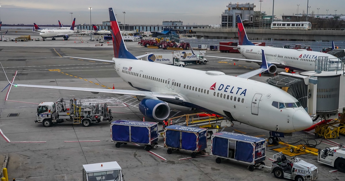 Delta Air Lines planes are pictured on the tarmac of John F. Kennedy Airport in New York City.