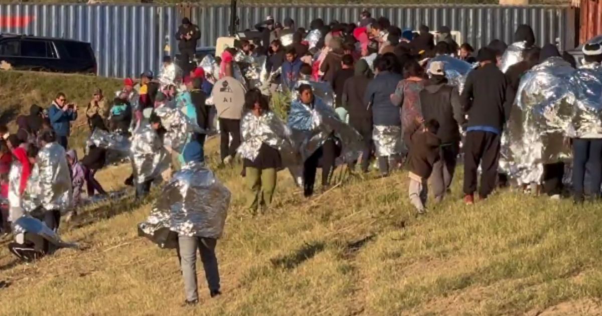 Illegals are seen at the border in Eagle Pass, Texas.