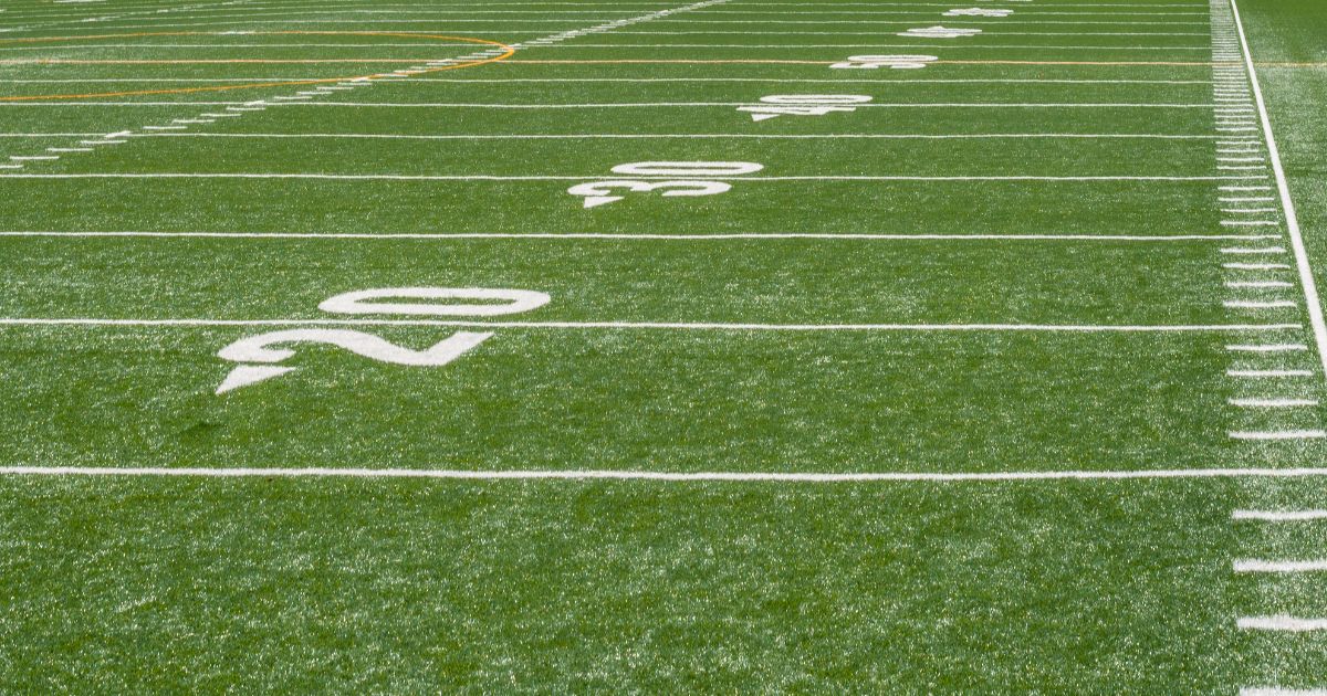 The above stock image is of a football field.