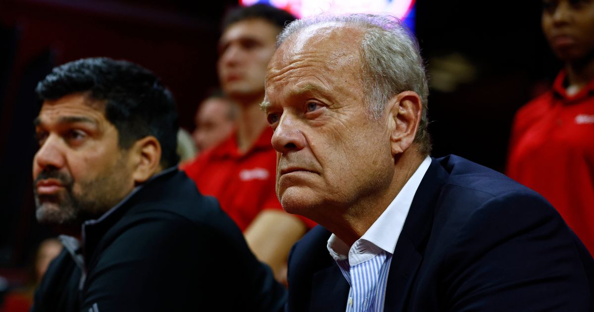 American actor Kelsey Grammer watches a game between the Nebraska Cornhuskers and Rutgers Scarlet Knights at Jersey Mike's Arena on Feb. 14 in Piscataway, New Jersey.