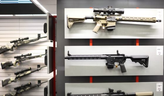 Firearms are displayed at the Springfield Armory booth at the National Rifle Association's Annual Meetings & Exhibits at the Indiana Convention Center on April 15, 2023 in Indianapolis, Indiana.