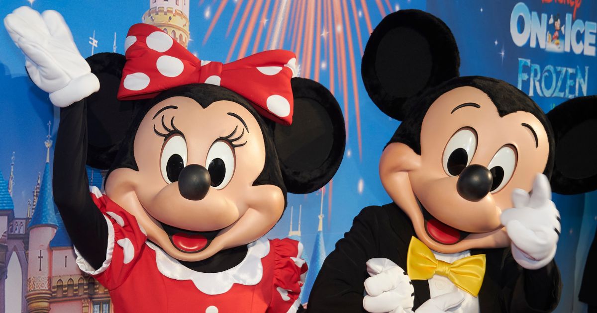 Minnie Mouse and Mickey Mouse pose for a photo during a Disney On Ice red carpet at Auditorio Nacional on July 5, 2023 in Mexico City, Mexico.