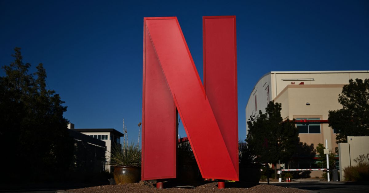 The Netflix logo is displayed at the entrance to Netflix Albuquerque Studios film and television production studio lot in Albuquerque, New Mexico on October 13, 2023.