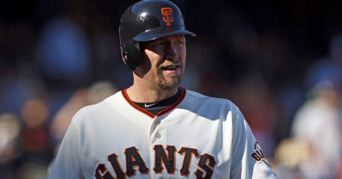 Aubrey Huff of the San Francisco Giants is at bat against the San Diego Padres during the ninth inning in San Francisco, California, on Sept. 23, 2012.