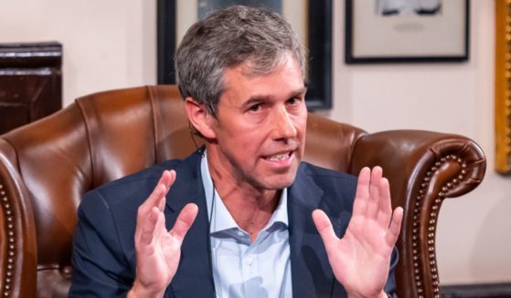 Former U.S. Rep. Beto O'Rourke speaks during his visit to the Cambridge Union in Cambridge, England, on March 17.