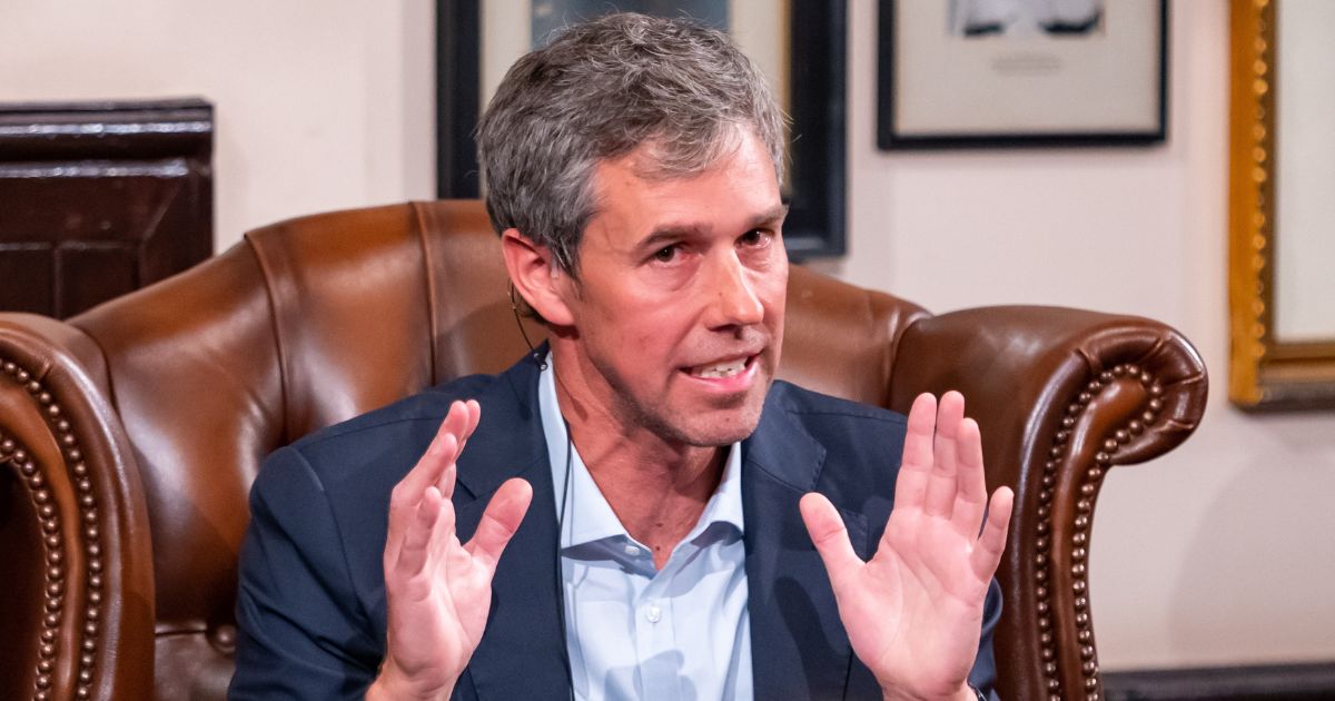 Former U.S. Rep. Beto O'Rourke speaks during his visit to the Cambridge Union in Cambridge, England, on March 17.