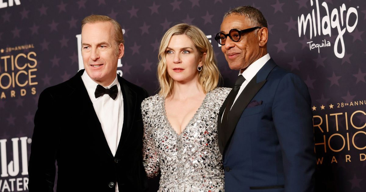 The cast of "Better Call Saul" poses for pictures at the Critics Choice Awards.