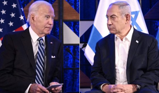 President Joe Biden, left, meets with Israeli Prime Minister Benjamin Netanyahu in Tel Aviv, Israel, on Oct. 18.