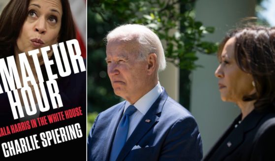Charles Spiering's "Amateur Hour," left, details Joe Biden's choice of Kamala Harris as his running mate. At right, Biden and Harris are seen in the Rose Garden of the White House in Washington on May 9, 2022.