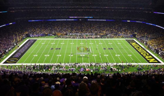 A general view of the stadium is seen as the Michigan Wolverines take on the Washington Huskies during the 2024 CFP National Championship game in Houston, Texas, on Monday.