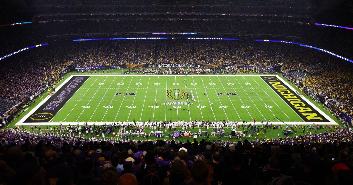 A general view of the stadium is seen as the Michigan Wolverines take on the Washington Huskies during the 2024 CFP National Championship game in Houston, Texas, on Monday.