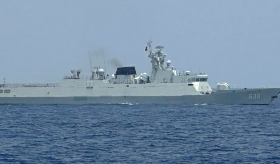 a Chinese Navy warship in the contested waters of the South China sea