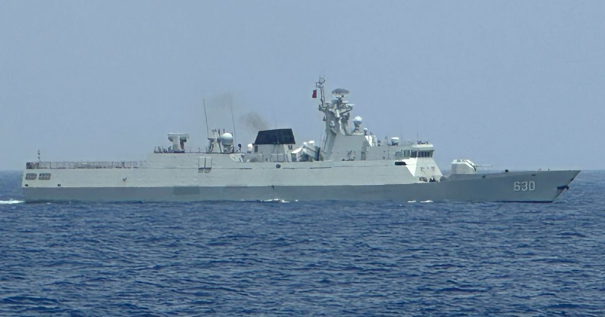 a Chinese Navy warship in the contested waters of the South China sea