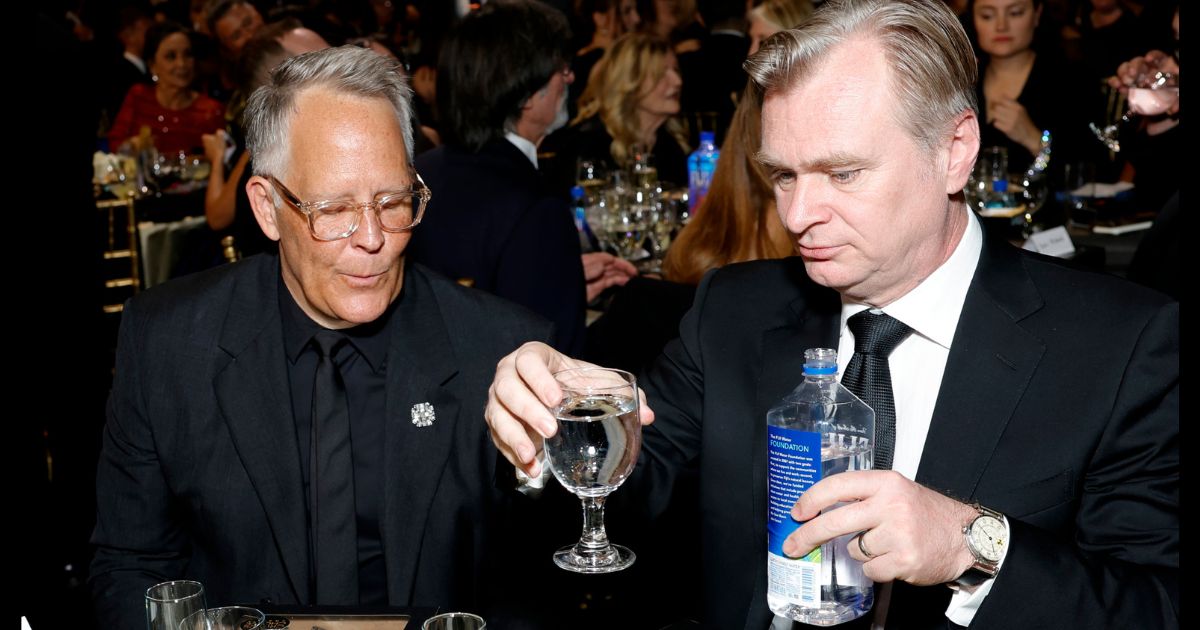 Christopher Nolan, right, at the 2024 Critics Choice Awards on Jan. 14 in Los Angeles.