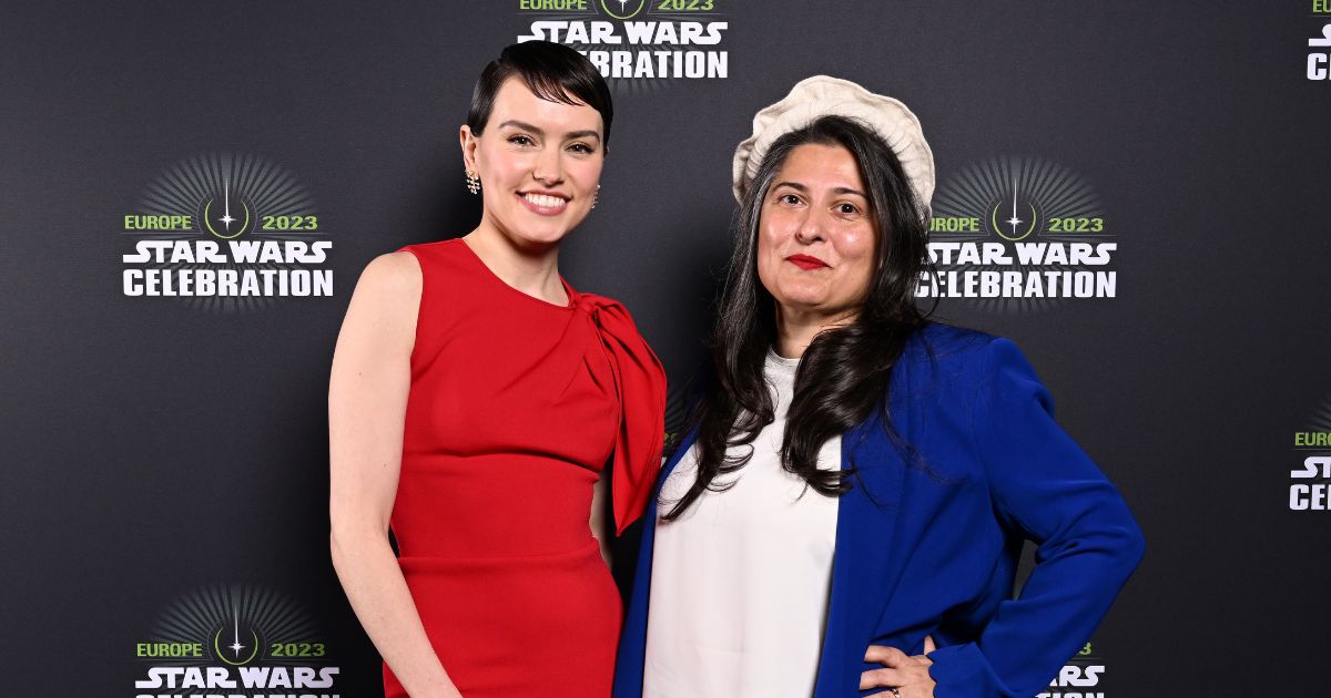 Daisy Ridley and Sharmeen Obaid Chinoy at Star Wars Celebration 2023.