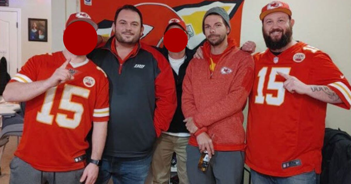 David Harrington, second from left, Clayton McGeeney, second from right, and Ricky Johnson, right, were found dead in a friend's backyard two days after they were last seen at a watch party for the Kansas City Chiefs on Jan. 7.