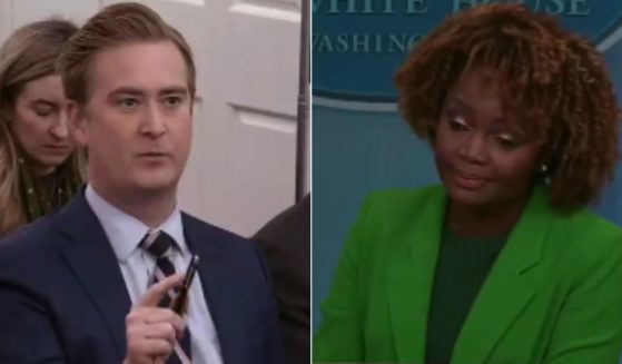 In Wednesday's news briefing at the White House, Fox News correspondent Peter Doocy, left, asked White House press secretary Karine Jean-Piere, right, several questions concerning Hunter Biden.