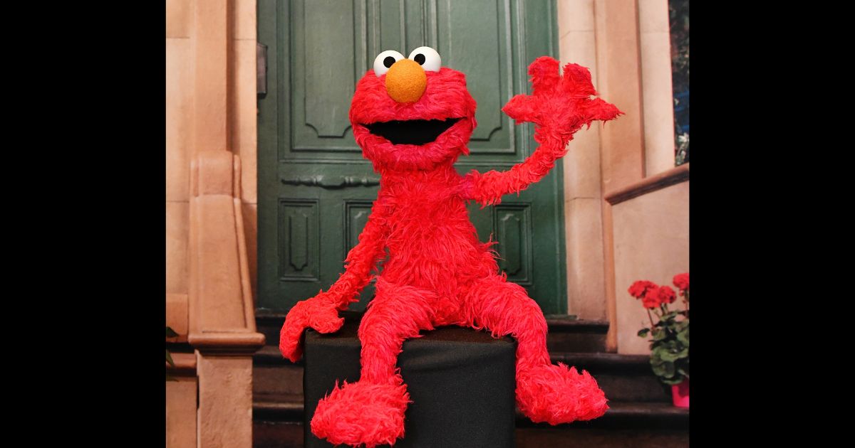 The character Elmo on the set of the popular series "Sesame Street."