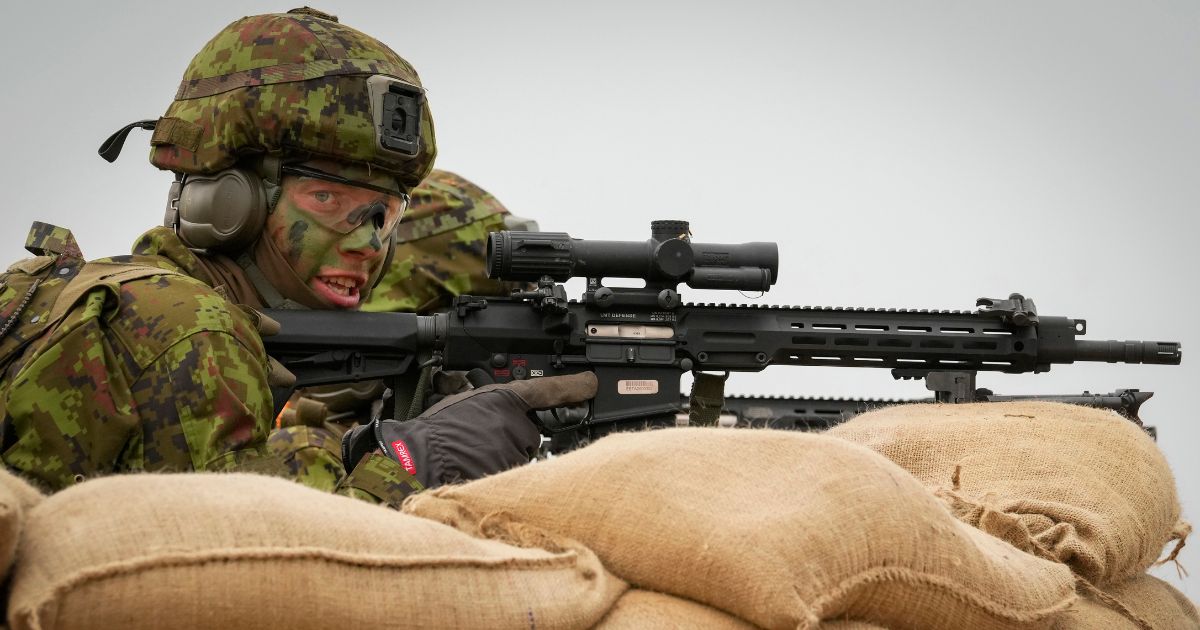 A soldier of the Estonian Army attends the Spring Storm 2023 military drills, the largest annual exercise of Estonian Defense Forces, near Tapa, Estonia, on May 25.