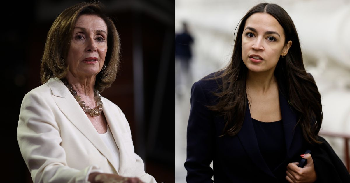 Several Democratic members of the House of Representatives, including former Speaker Nancy Pelosi, left, and Rep. Alexandria Ocasio-Cortez, right, have been hit with an ethics complaint for misusing their social media accounts.