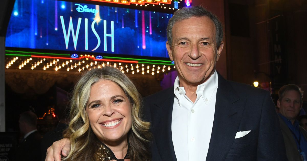 Disney CEO Bob Iger and Jennifer Lee, chief creative officer of Walt Disney Animation Studios, attend the world premiere of "Wish" at El Capitan Theatre in Hollywood, California on Nov. 8.