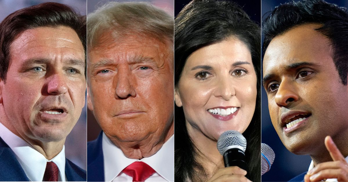 With news that sub-zero temperatures are expected in Iowa on Monday - the day of the Iowa Caucus - Republican primary candidates, from left to right, Gov. Ron DeSantis, former President Donald Trump, former Gov. Nikki Haley, and Vivek Ramaswamy, are having to rethink their strategy for the caucus.