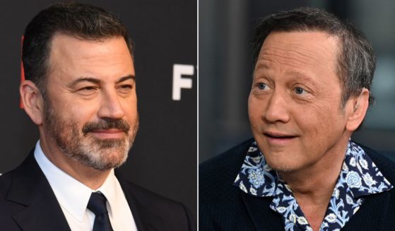 Rob Schneider, right, fired back at Jimmy Kimmel, left, following the late-night host's outburst over Jeffrey Epstein.