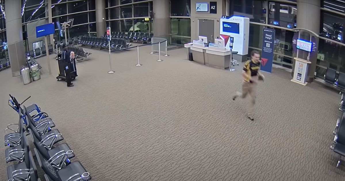 Kyler Efinger runs through Salt Lake City International Airport before his death.
