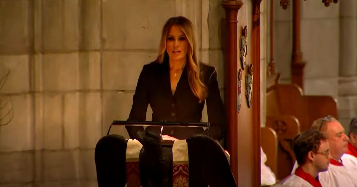 Former first lady Melania Trump delivers the eulogy for her mother on Jan. 18.
