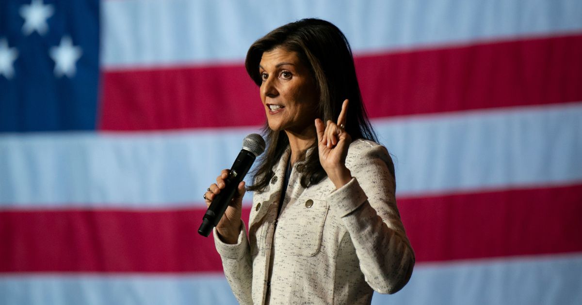 Republican presidential hopeful Nikki Haley is seen at a rally Wednesday in North Charleston, South Carolina.