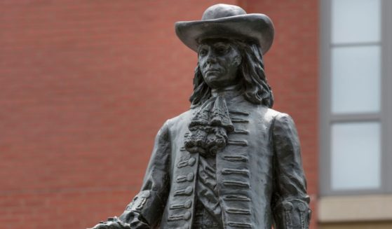 A statue of Pennsylvania founder William Penn is seen in Philadelphia's "Welcome Park."