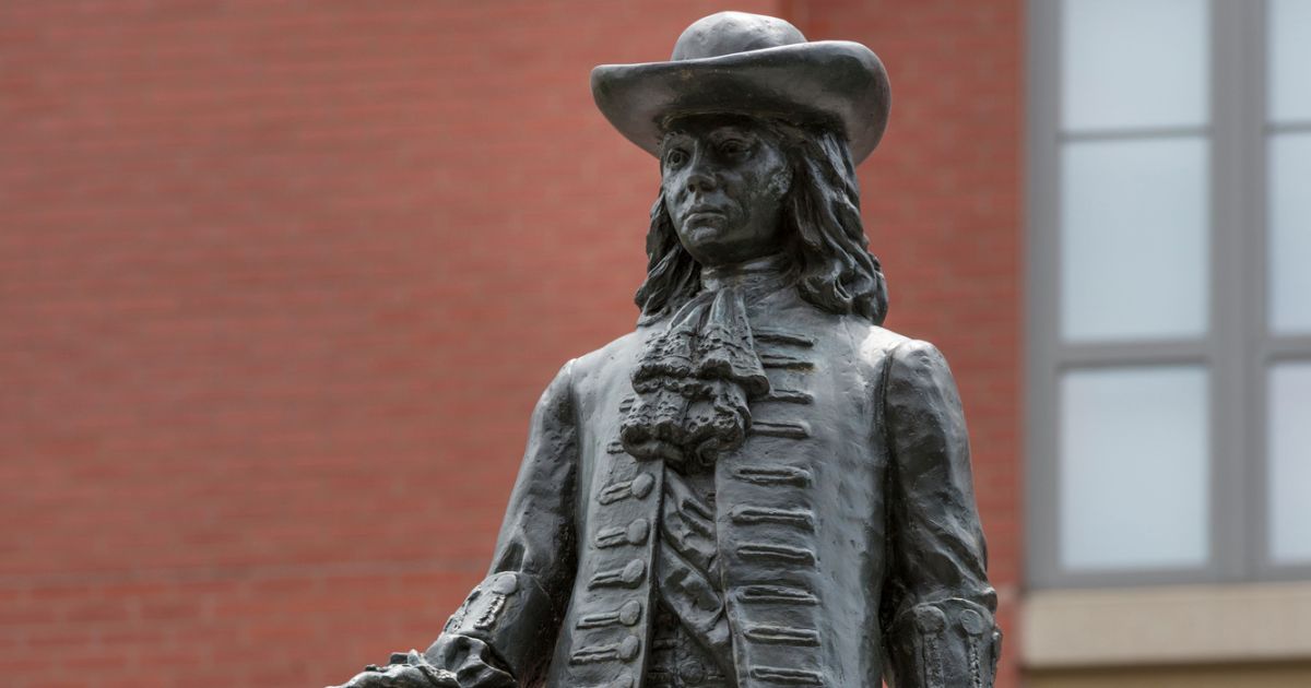 A statue of Pennsylvania founder William Penn is seen in Philadelphia's "Welcome Park."