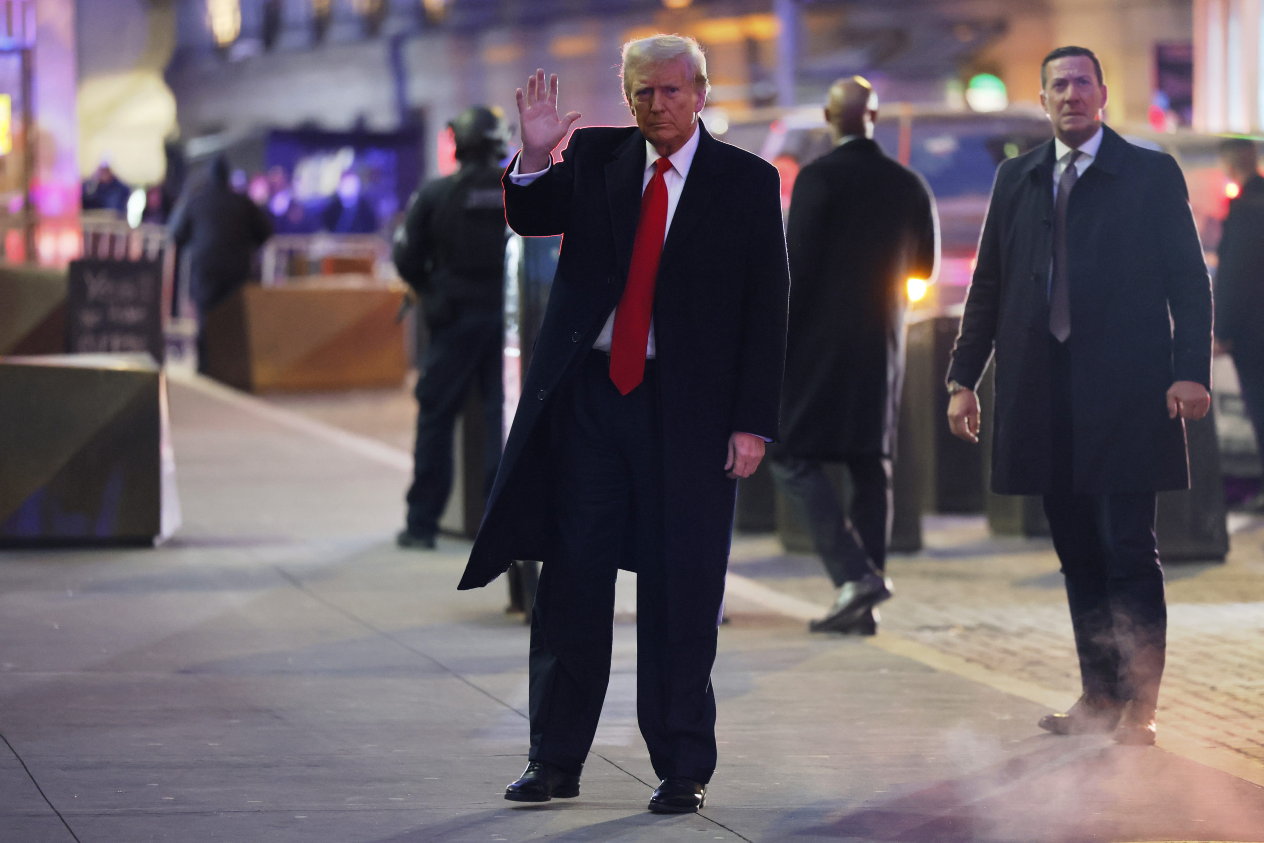 Donald Trump arriving for a news conference in New York City