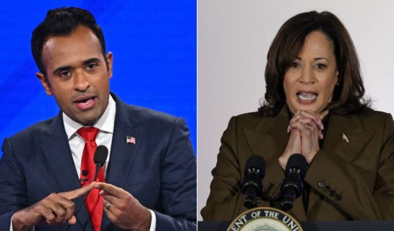 Former Republican presidential hopeful Vivek Ramaswamy, left, has revealed his debate strategy should he be selected as a vice presidential candidate and have to go head-to-head with Vice President Kamala Harris, right.