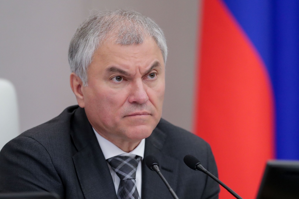 Vyacheslav Volodin attends a session at the State Duma, the Lower House of the Russian Parliament in Moscow, Oct. 18