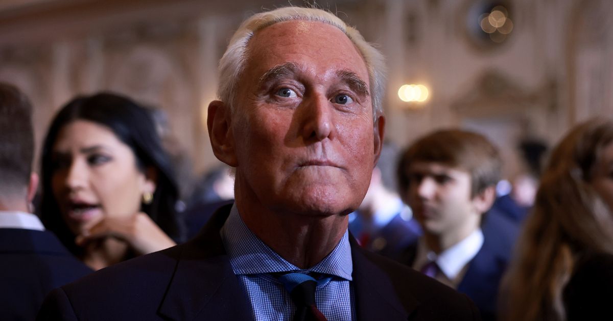 Roger Stone waits for the arrival of former President Donald Trump during an event at Trump's Mar-a-Lago home in Palm Beach, Florida, on Nov. 15, 2022.