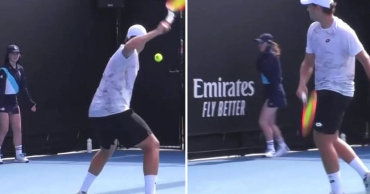 Tennis player Patel Kotov lost his cool during one part of his first-round Australian Open match, angrily slamming a ball against a wall, causing a young ball girl to duck.
