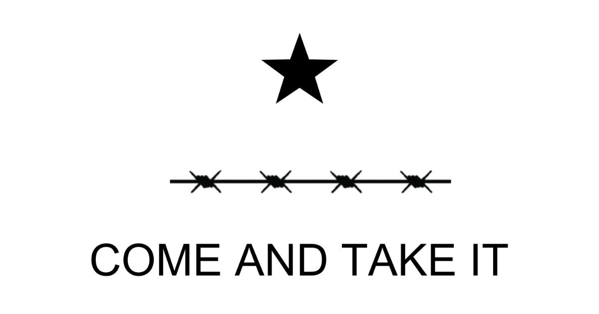 An X user redesigned the "Come and Take It" flag to replace the Battle of Gonzales cannon with razor wire.