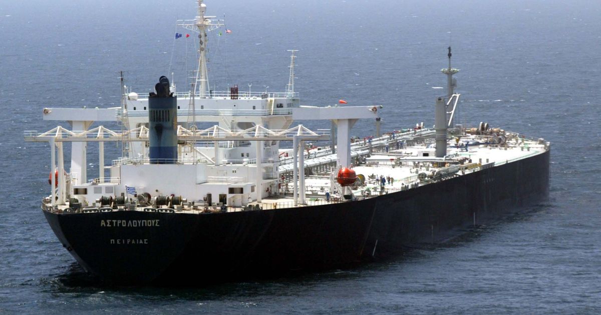A Russian supertanker waits to unload its cargo of Russian crude oil to the United States on July 3, 2002, in the Gulf of Mexico, about 50 miles from Houston.