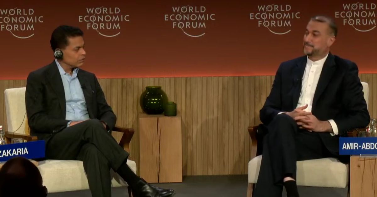 CNN's Fareed Zakaria, left, interviews Iranian Foreign Minister Hossein Amir-Abdollahian at the world Economic Forum meeting in Davos, Switzerland, Wednesday.
