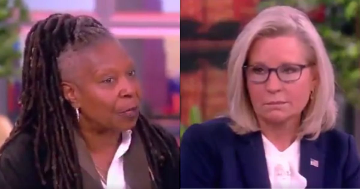 Former Republican Rep. Liz Cheney, right, appeared on Wednesday's episode of "The View," where co-host Whoopi Goldberg pleaded with her to run as a third party candidate in the 2024 presidential election.