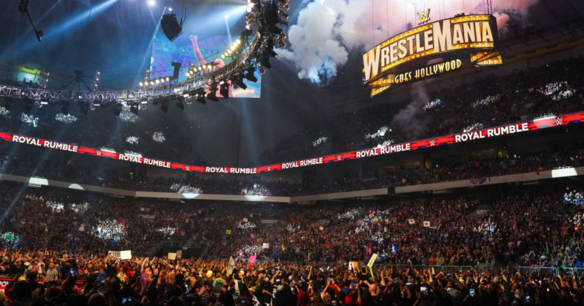 A view of the crowd at the WWE Royal Rumble in San Antonio, Texas.