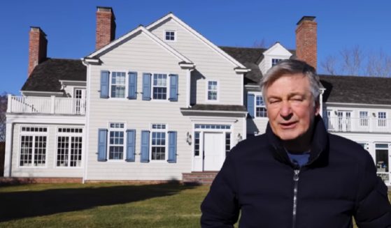 Actor Alec Baldwin is pictured out front of his Long Island mansion.