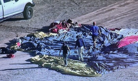 The scene of a balloon crash Sunday in Eloy, Arizona.
