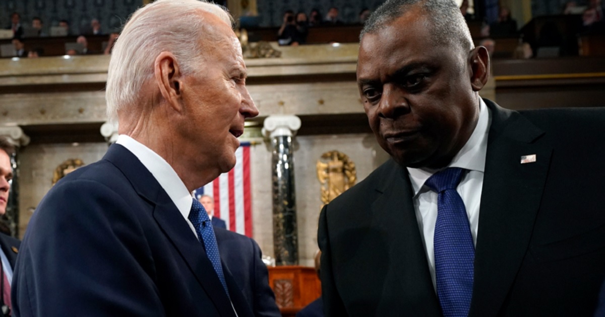 President Joe Biden and Defense Secretary Lloyd Austin are pictured in a file photo from the State of the Union address in February.