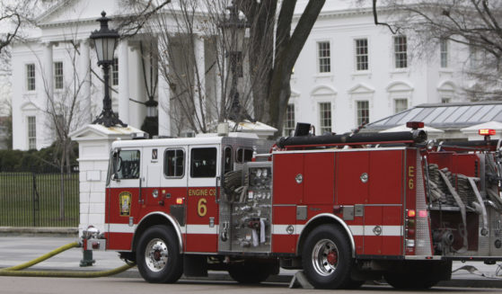 A firetruck is seen parked outside of the White House in Washington on Dec. 19, 2007.