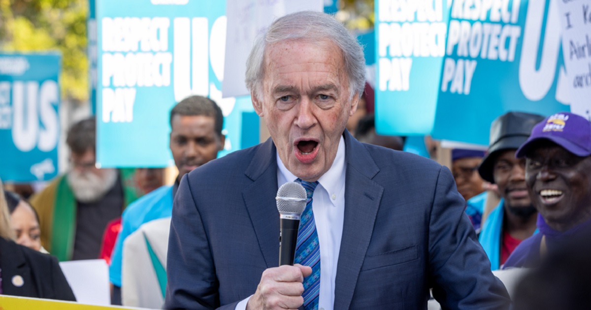 Massachusetts Democratic Sen. Ed Markey, pictured in a November file photo speaking to a rally of the leftist Service Employees International Union.