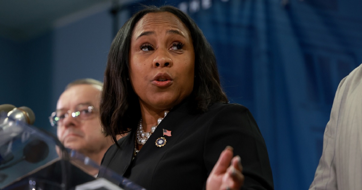 Fulton County District Attorney Fani Willis speaks during a news conference Aug. 14 announcing the indictments of former President Donald Trump and 18 co-defendants on charges of illegally attempting to overturn the results of the 2020 election.