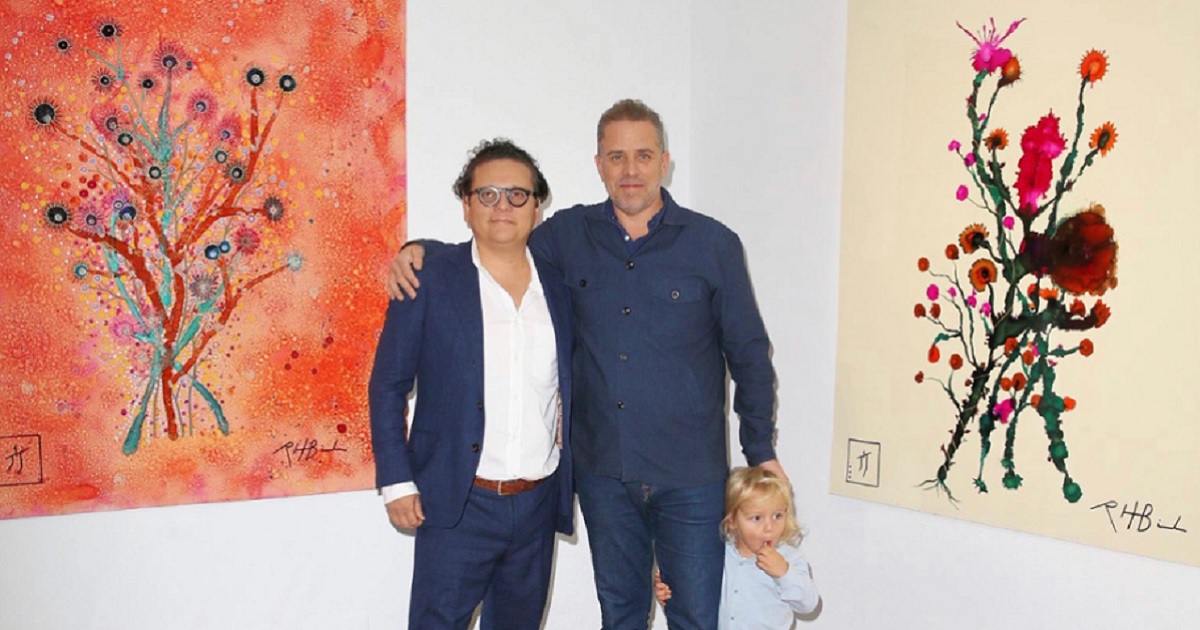 Hunter Biden with his art gallerist Georges Bergès, left, and youngest son, Beau Biden Jr.